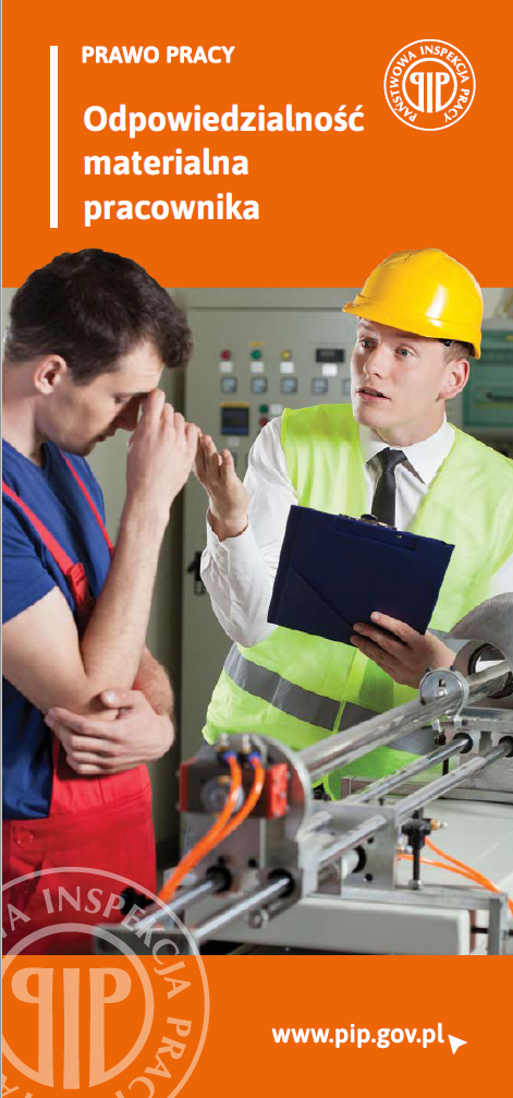 Broszura PIP pt. Odpowiedzialność materialna pracownika