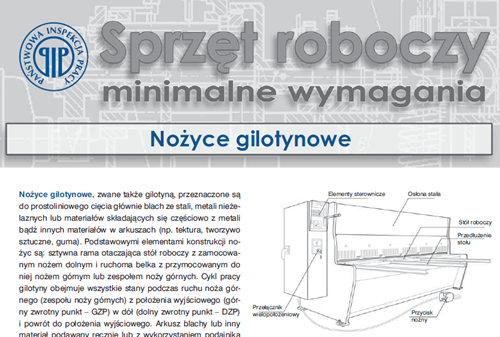 Broszura PIP pt. Nożyce gilotynowe